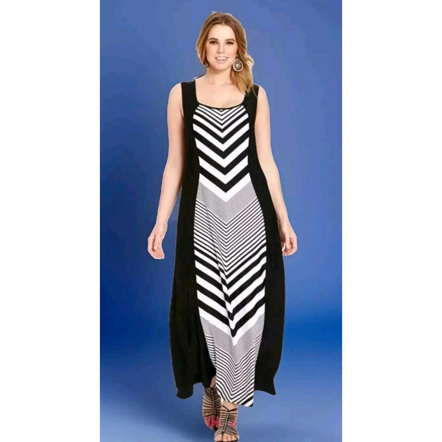 Paper Doll Black & White Xl Sleeveless Maxi Dress #C